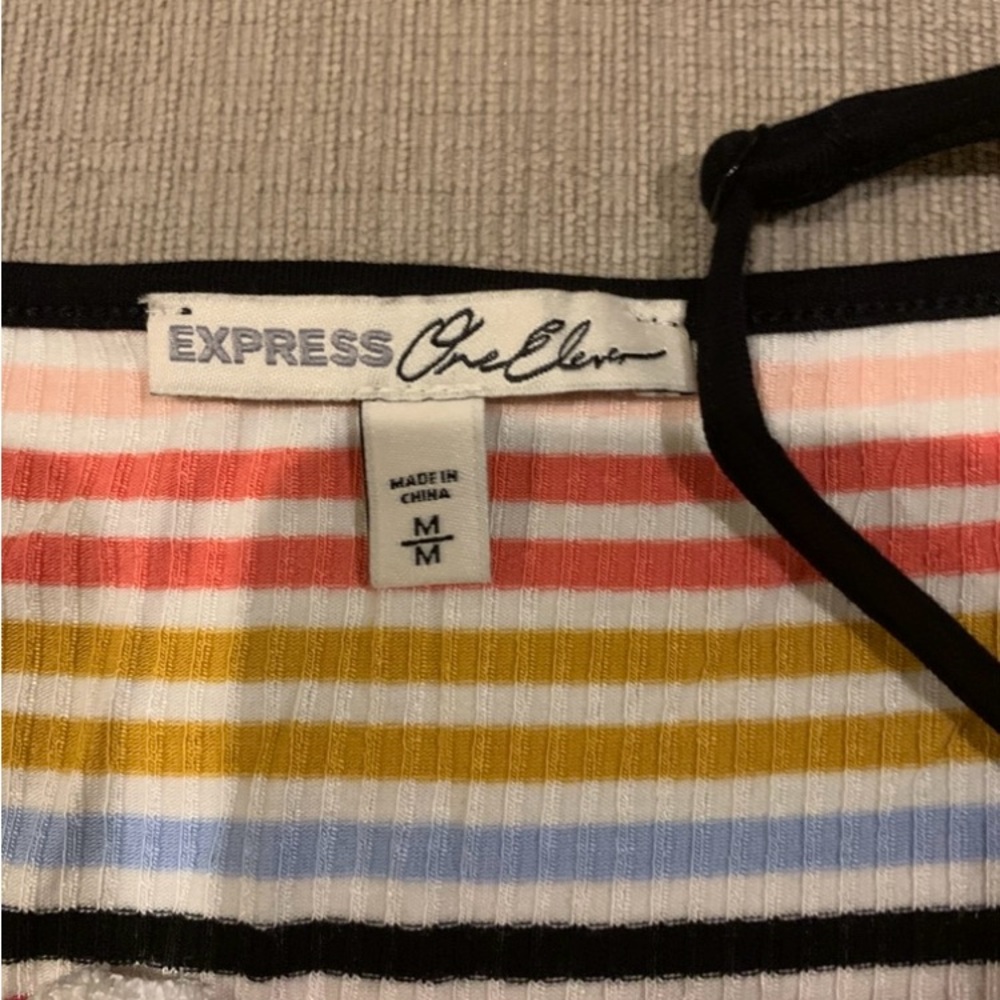 Express Multicolor Striped Ribbed Bodysuit - Picture 8 of 9